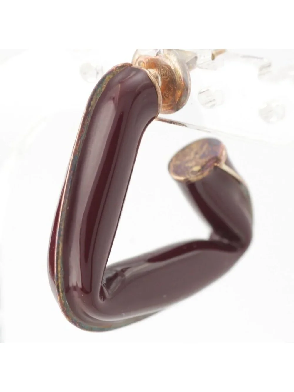Bottega Veneta Twist Triangle Hoop Earrings 925 Sterling Silver Burgundy
